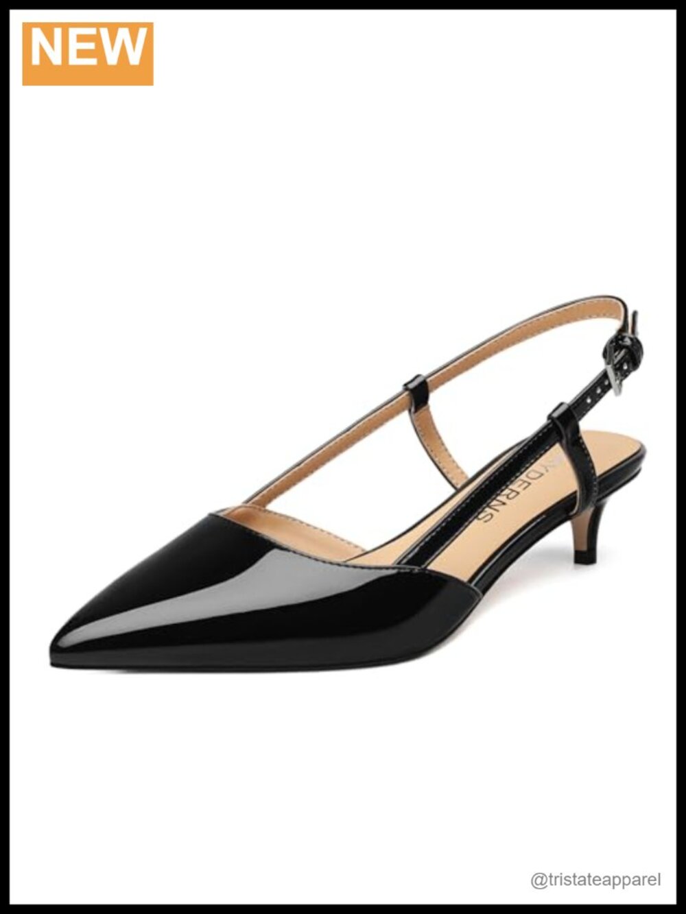 WAYDERNS Women's Kitten Heels Slingback Pumps Closed Pointed Toe Low Heels